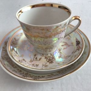 Vintage Riga Porcelain Factory Thin Coffee Set
